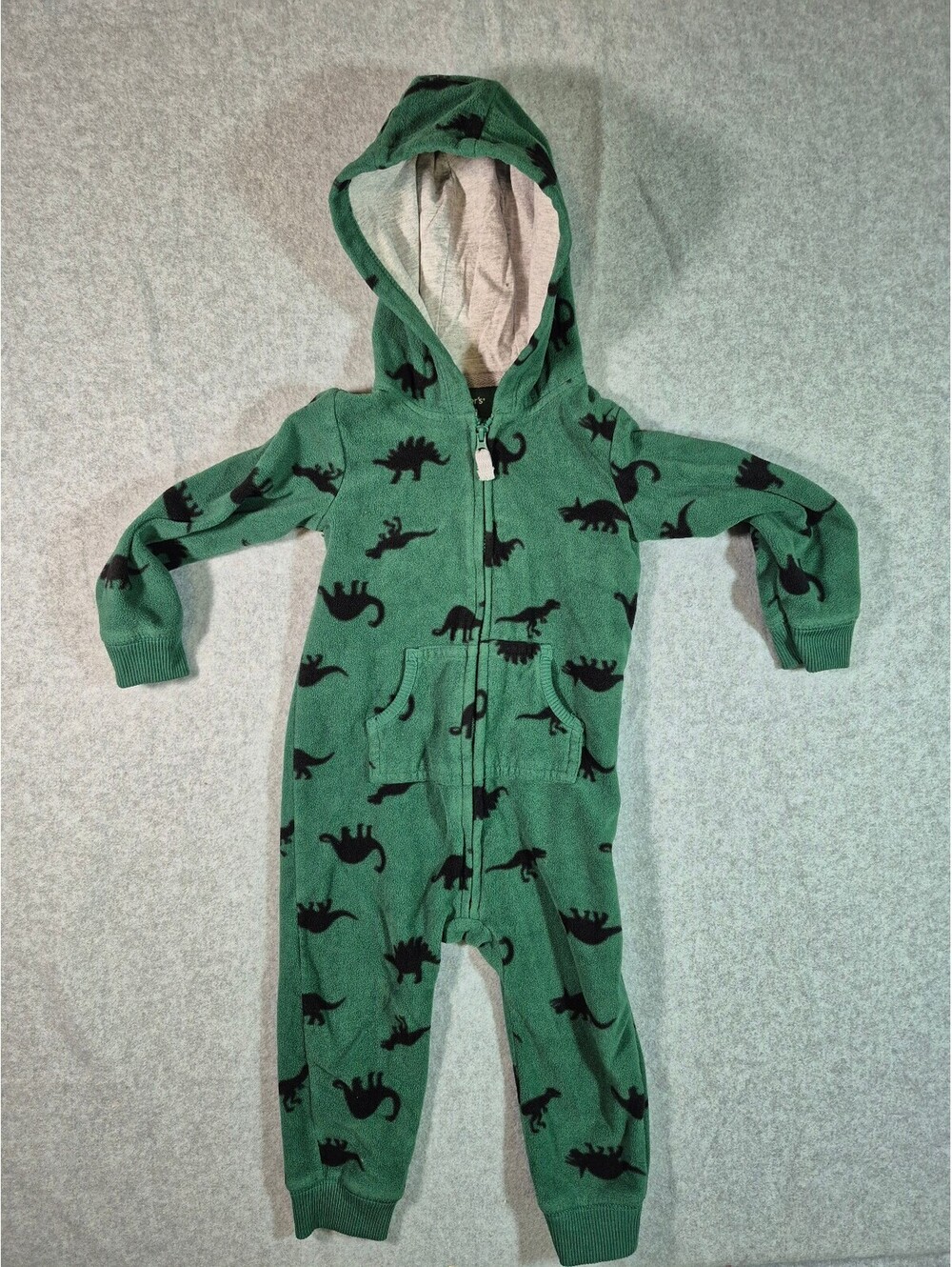 Carter’s 24M Green Dinosaur Fleece Hooded Jumpsuit One Piece